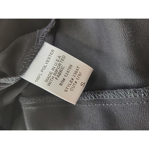 IC Connie K Black Asymmetrical Textured Chiffon Stripe Blouse Flutter Sleeve - S - Picture 8 of 10